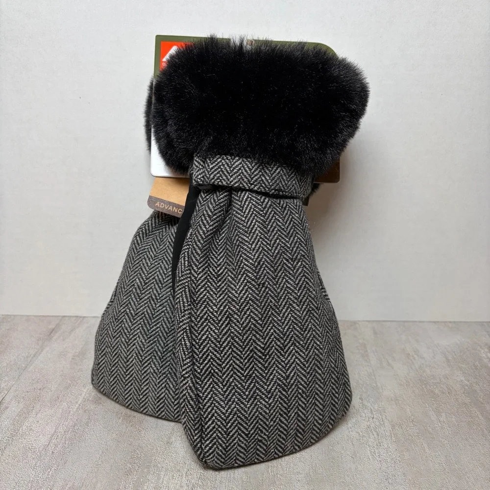 Ozark Trail Ski Mittens Women L/XL Faux Fur Cuff Winter Gloves NWT